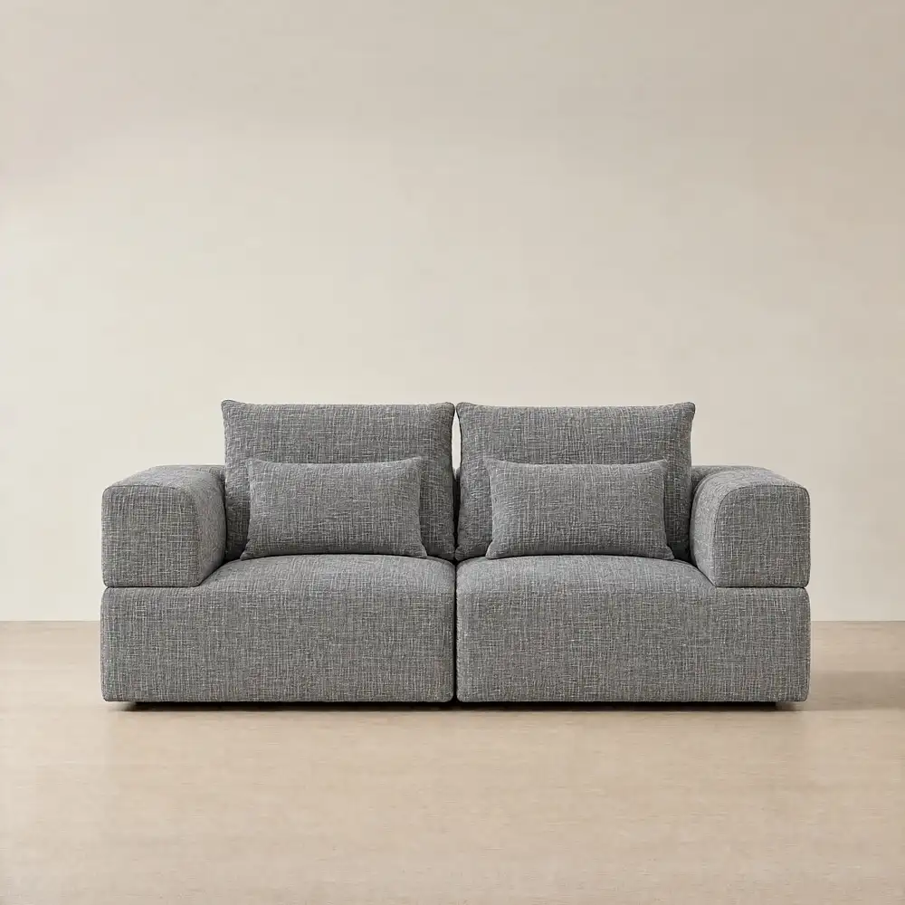 Riviera III Shadow Grey Chenille 2 Pieces Modular Fabric Sofa