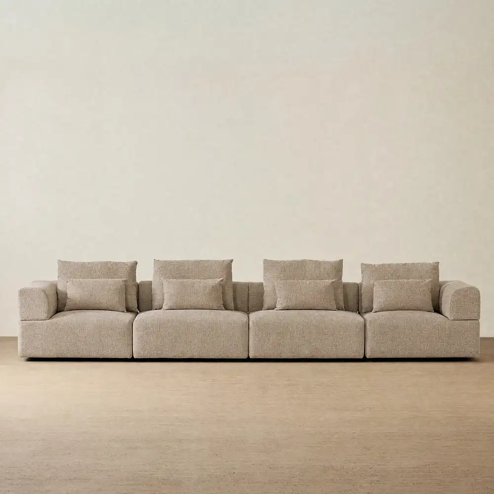 Riviera III Mushroom Chenille 4 Pieces Modular Fabric Sofa