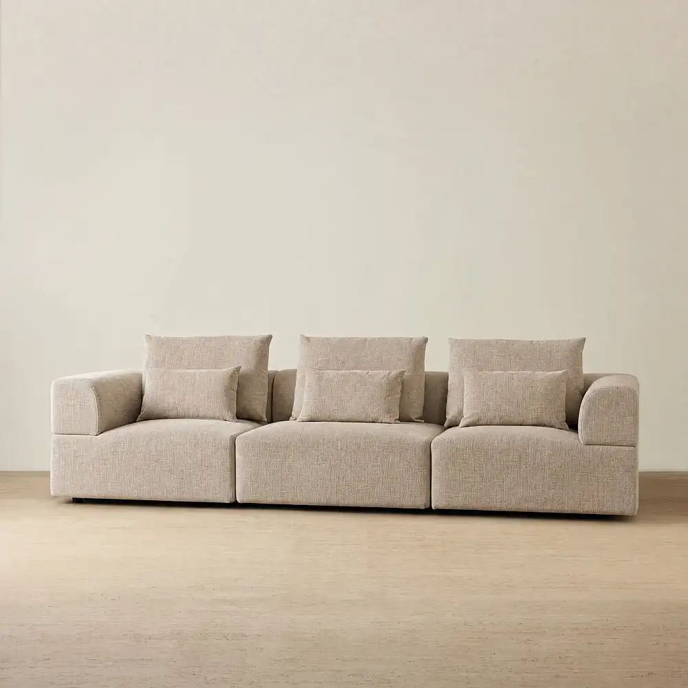 Riviera III Mushroom Chenille 3 Pieces Modular Fabric Sofa