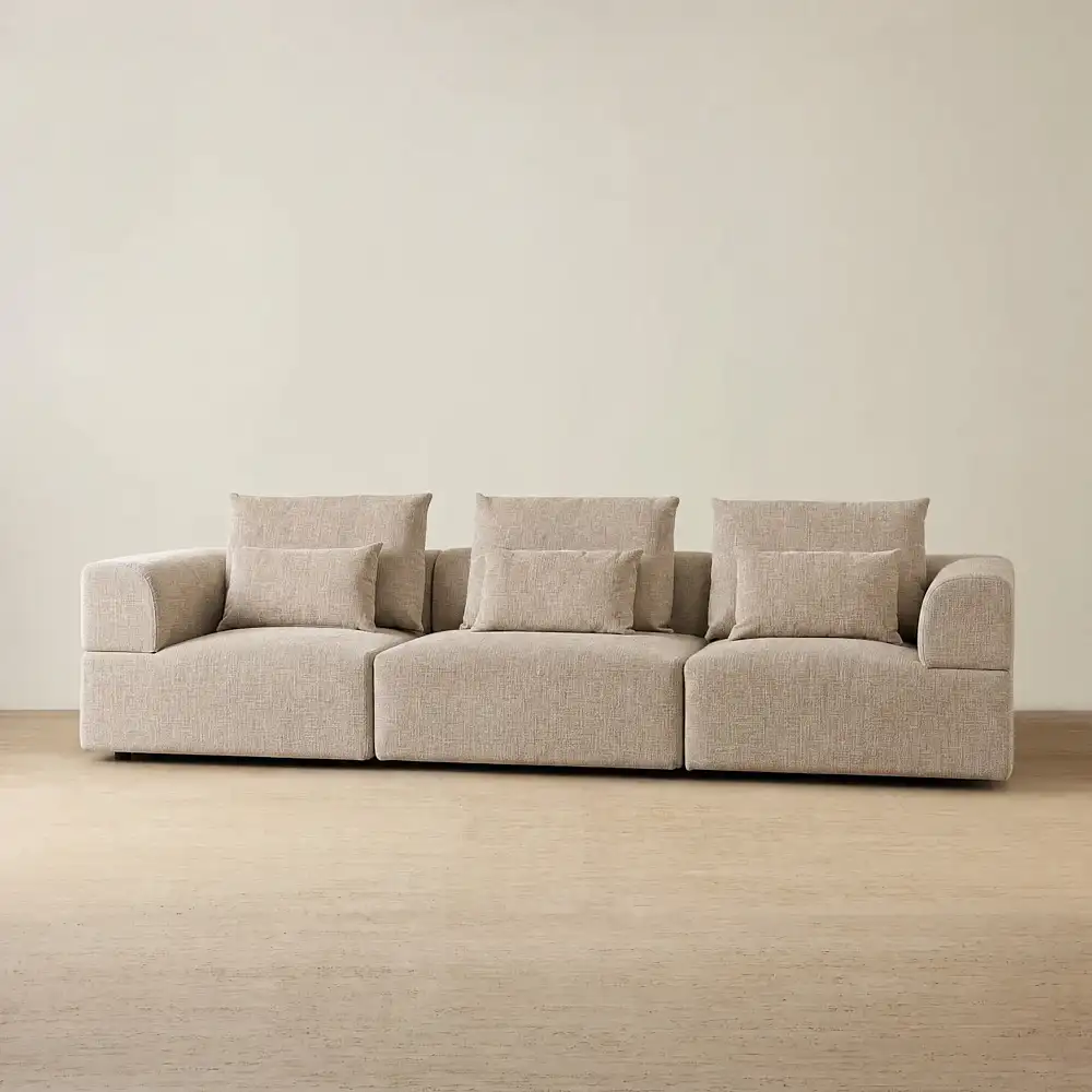 Riviera III Mushroom Chenille 3 Pieces Modular Fabric Sofa