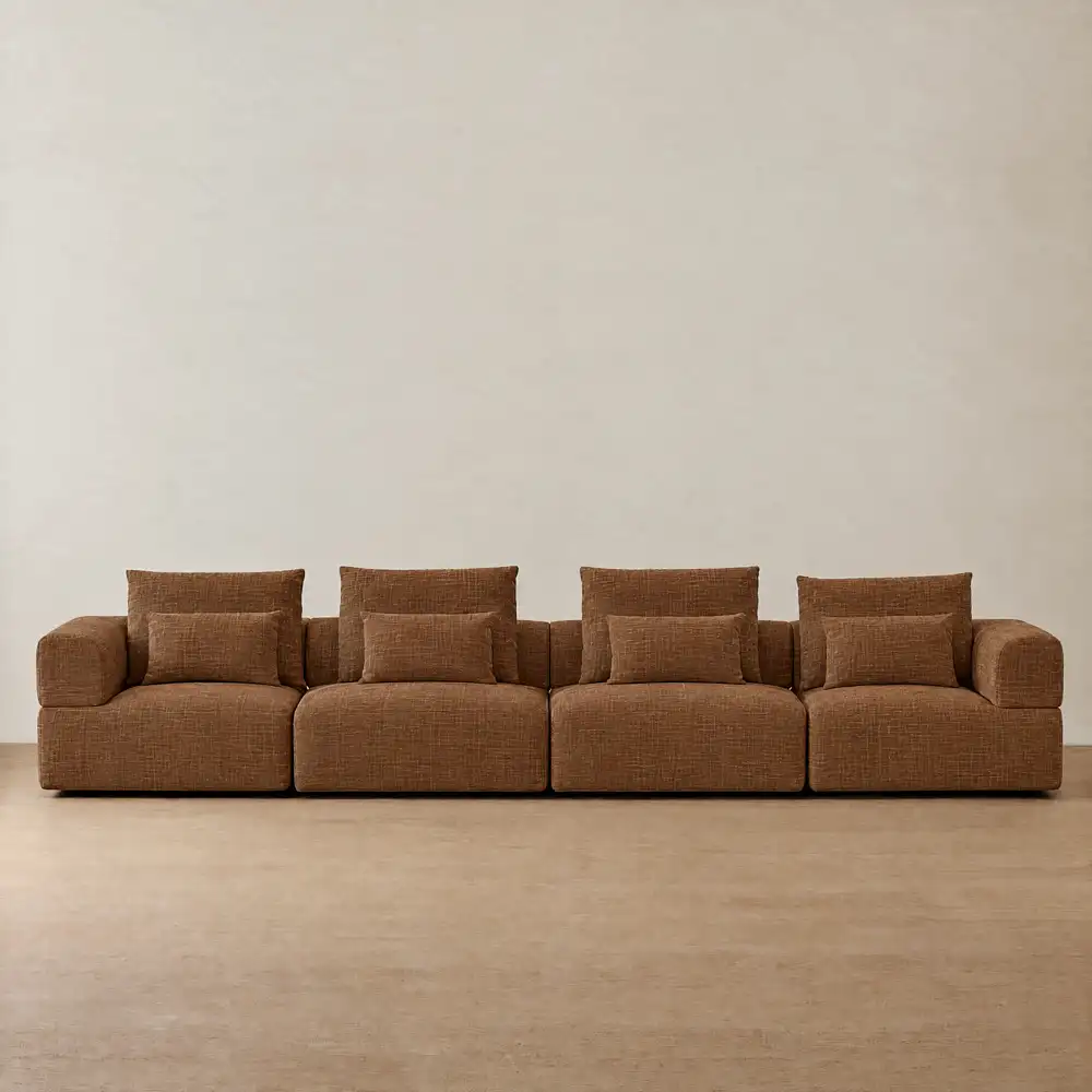 Riviera III Chestnut Brown Chenille 4 Pieces Modular Fabric Sofa