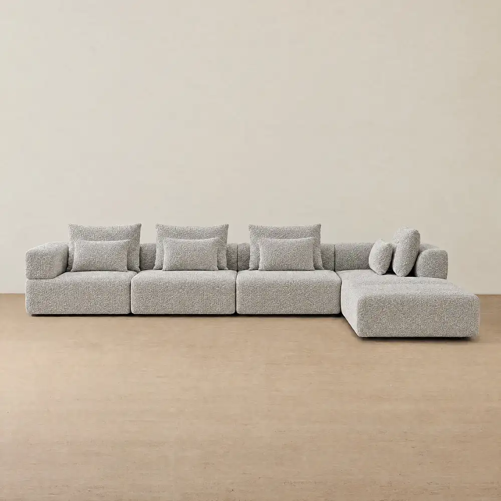 Riviera III Silk Grey Fabric Modular Sofa