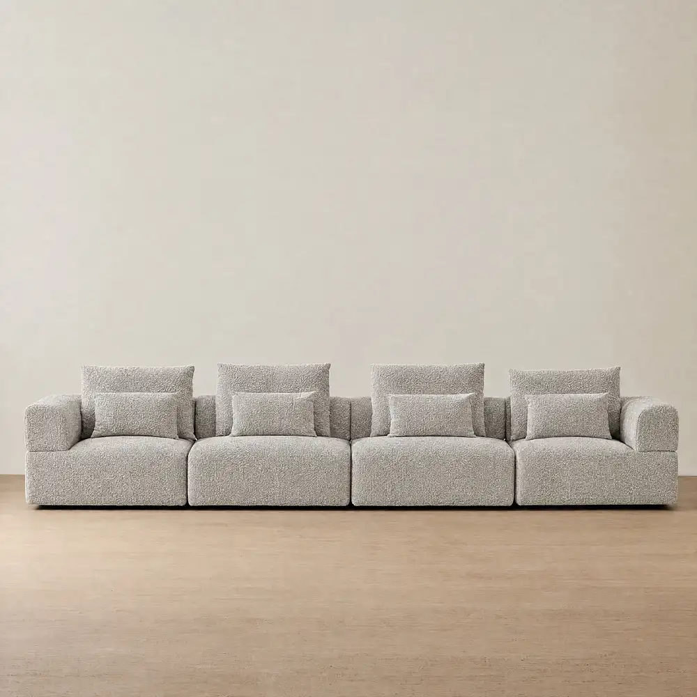 Riviera III Silk Grey 4 Pieces Modular Fabric Sofa