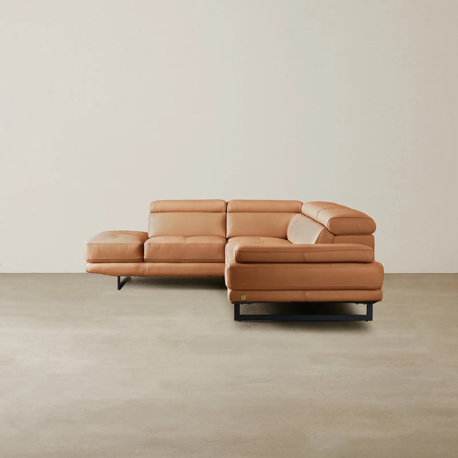 Aster Savannah Brown Modular Left Chaise Lounge - Black Legs