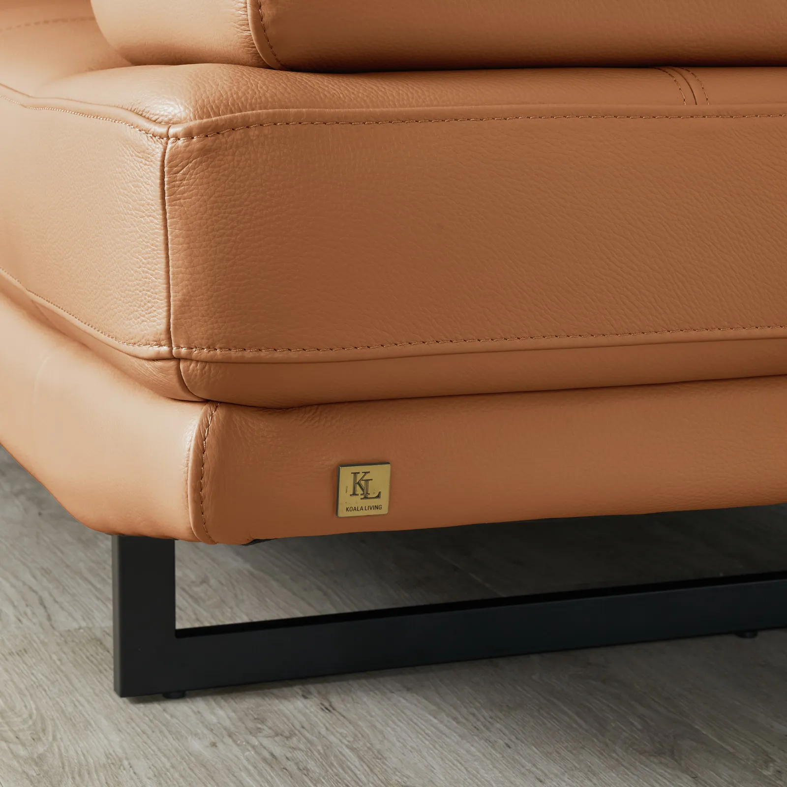 Aster Savannah Brown Modular Left Chaise Lounge - Black Legs