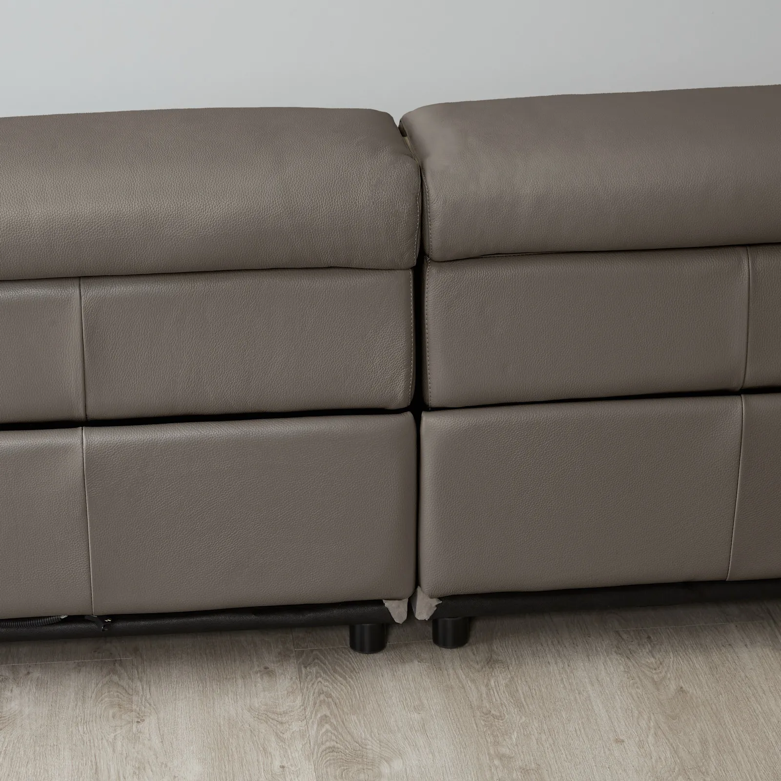 Elena Warm Stone Grey Leather 3Seater Electric Recliner