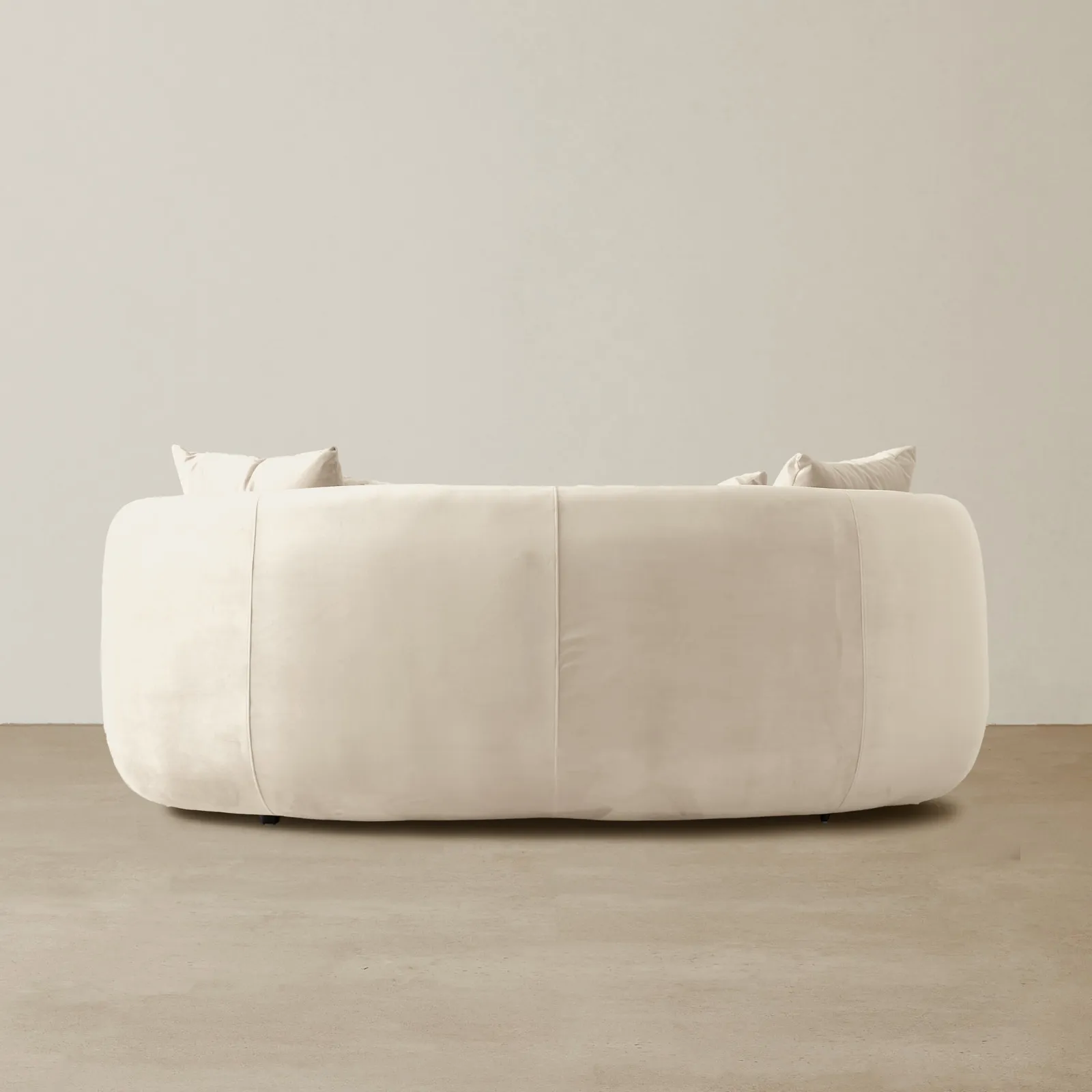Over Size Modern Cream Velvet 2-Seater Sofa with Ottoman and; Bolster Arms