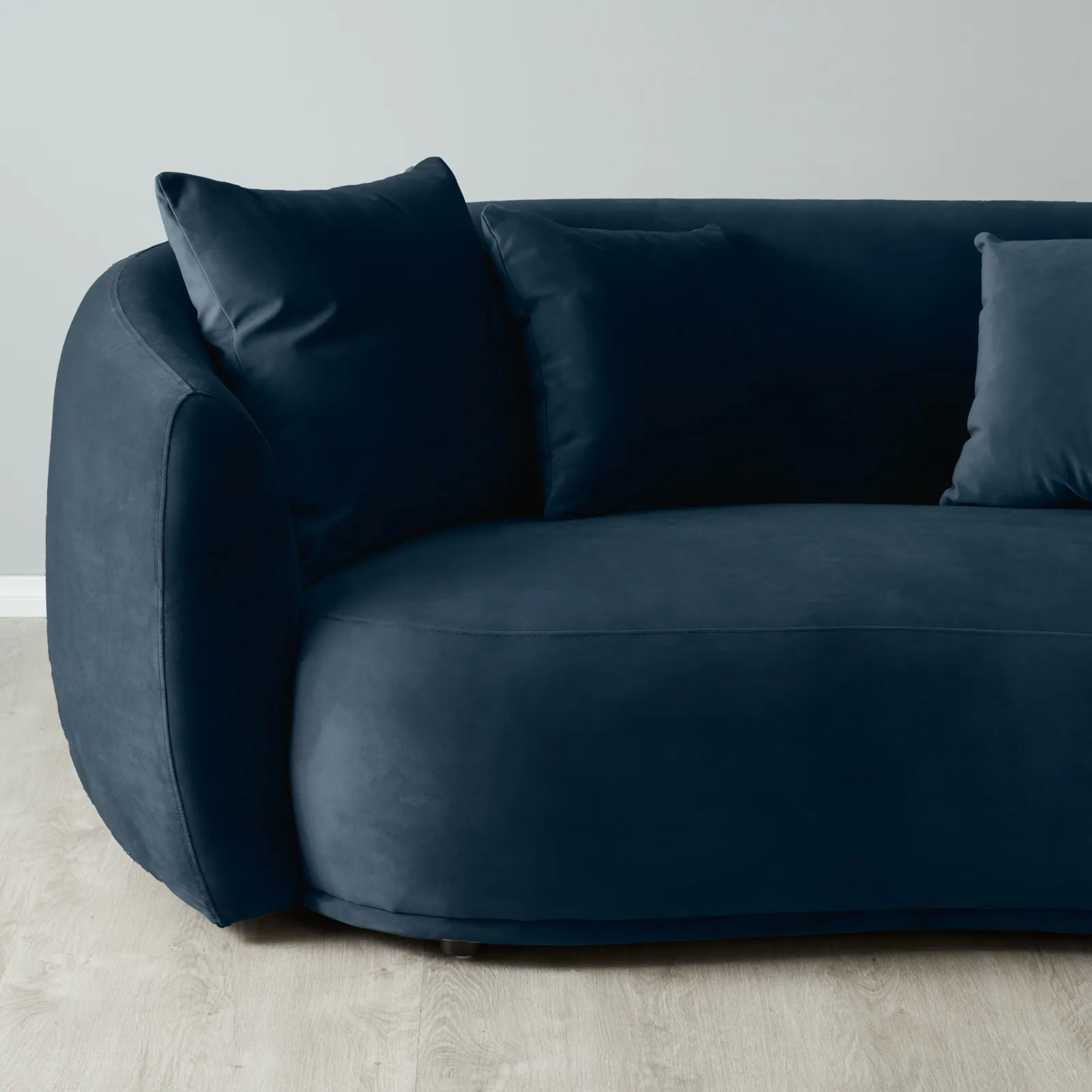 Everett Navy Blue Velvet 2 Seater Sofa - Dark Brown Legs | Koala Living