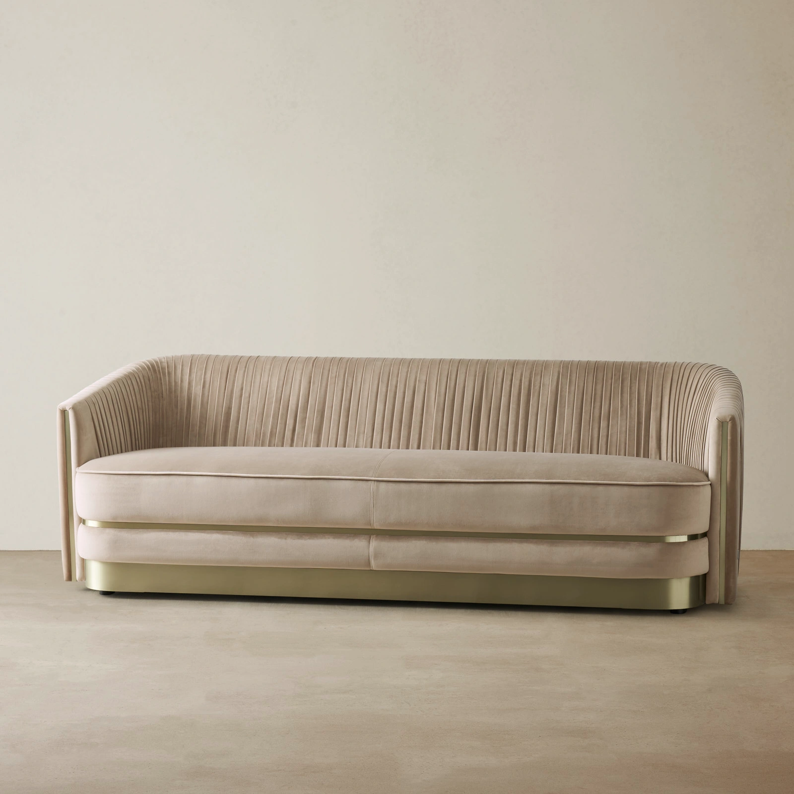 Crown Light Beige Velvet 3Seater Sofa