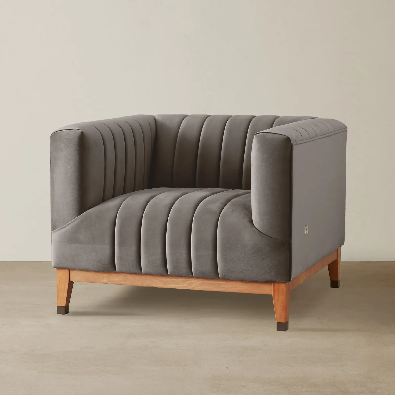 Astoria III Mushroom Velvet Occasional Chair