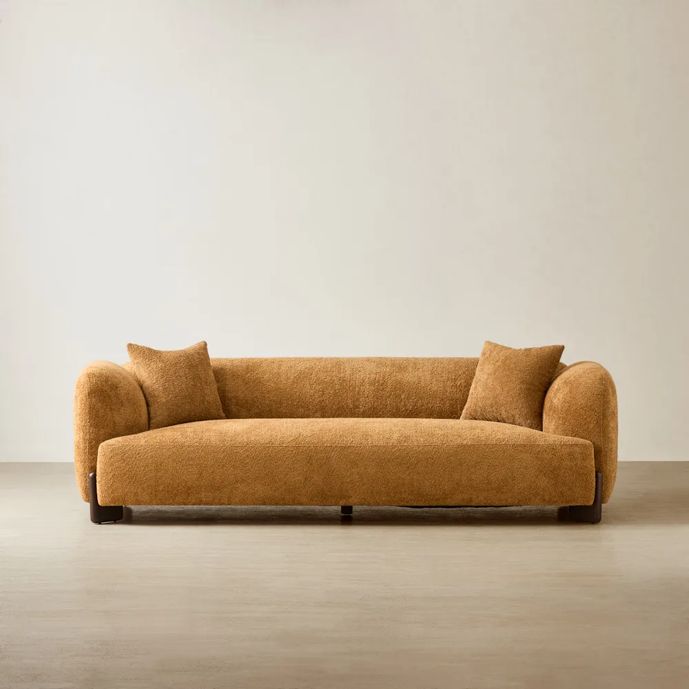 Celia Vintage Mustard 3-Seater Woven Fabric Sofa