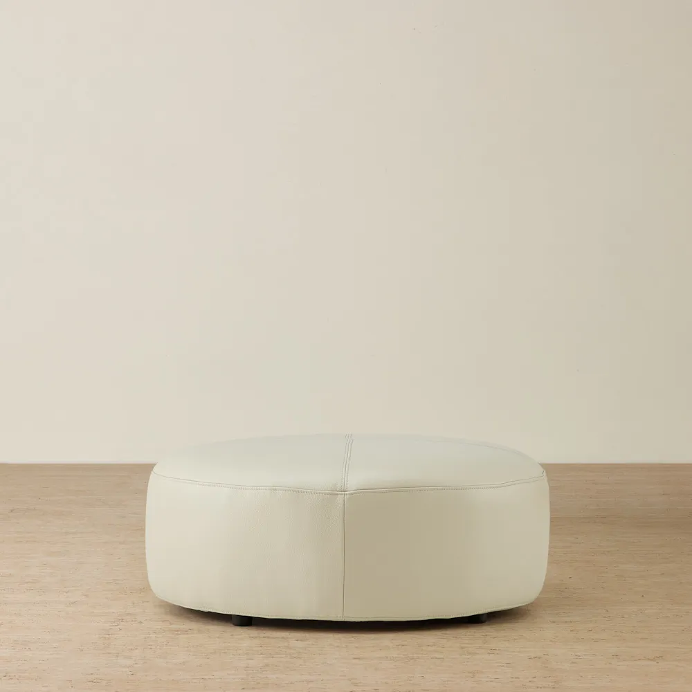 Felicia Cream Leather Sofa - Ottoman