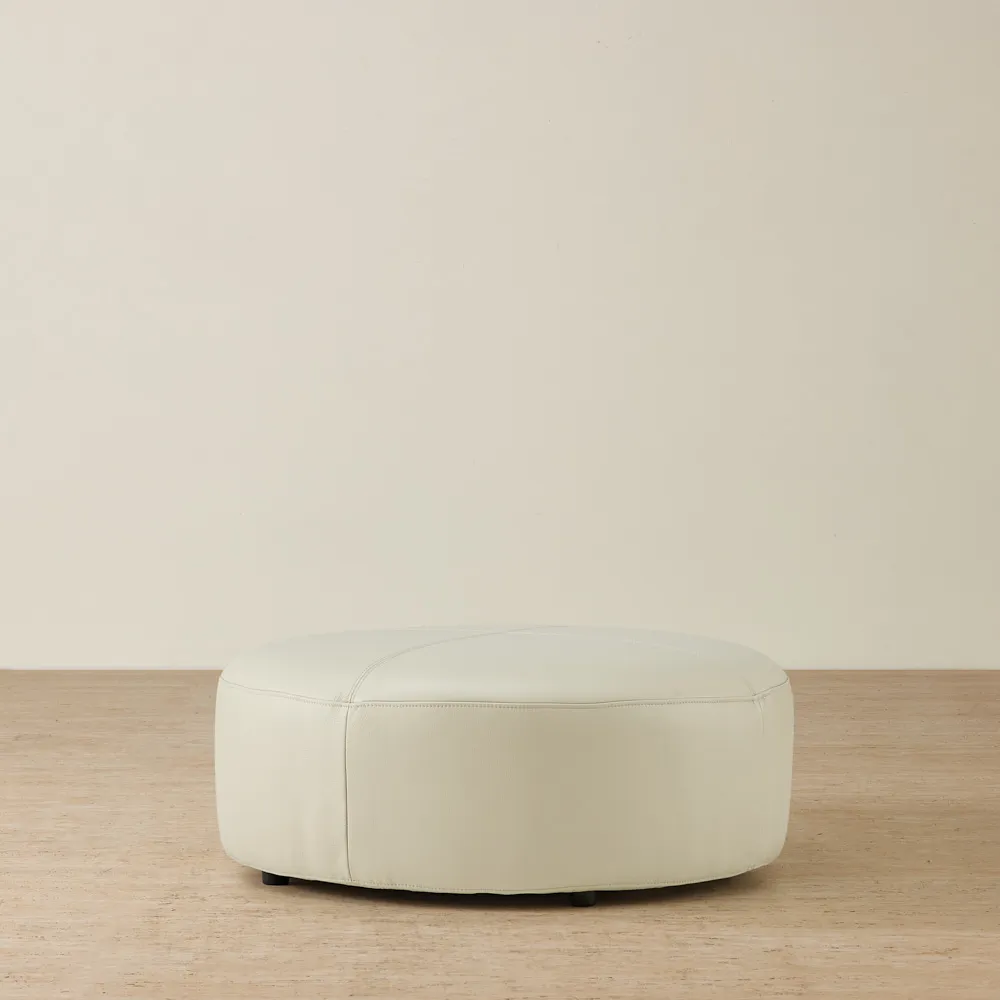 Felicia Cream Leather Sofa - Ottoman