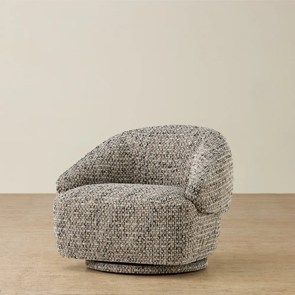 Verage Tiramisu Brown Woven Fabric Swivel Occasional Chair