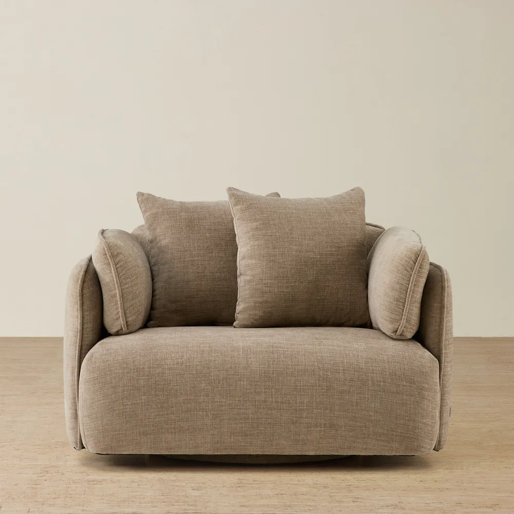 Marcela Mushroom Chenille Fabric Swivel Occasional Chair
