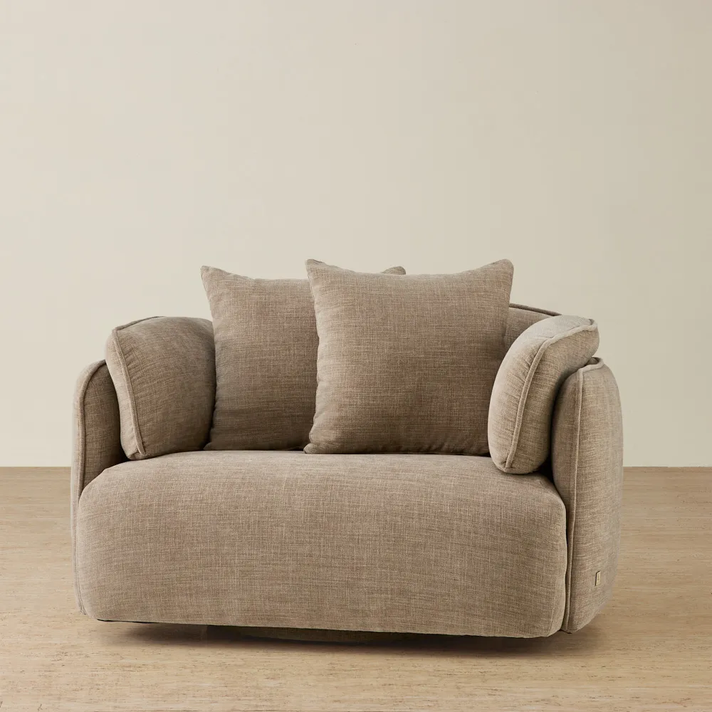 Marcela Mushroom Chenille Fabric Swivel Occasional Chair