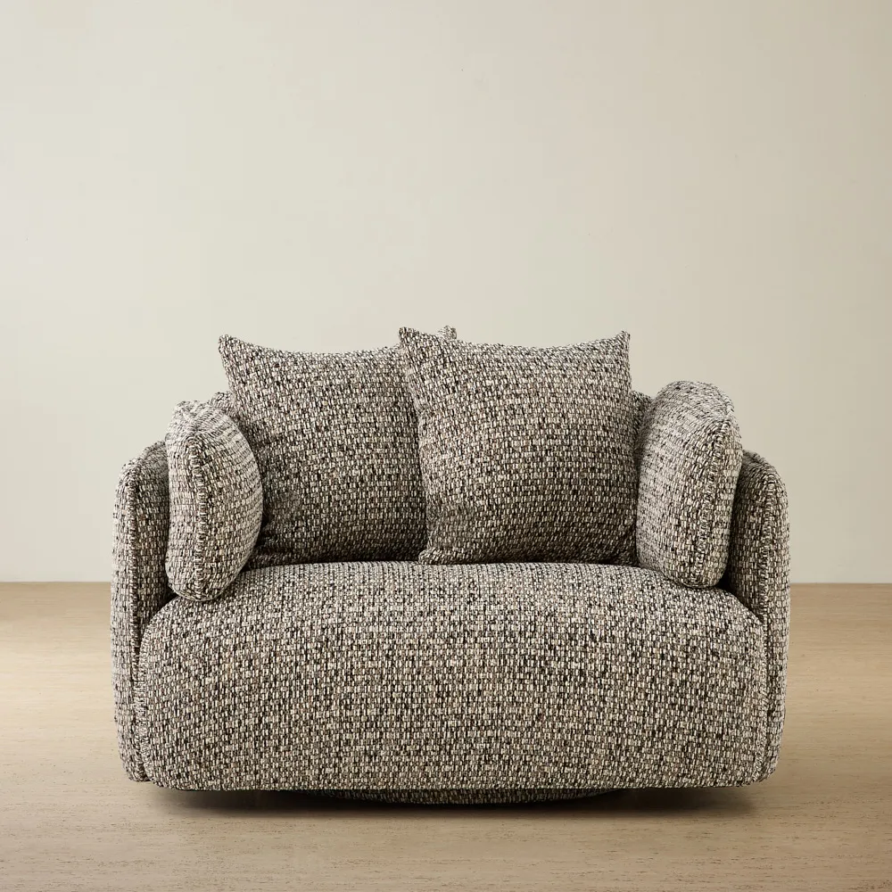 Marcela Tiramisu Brown Woven Fabric Swivel Occasional Chair