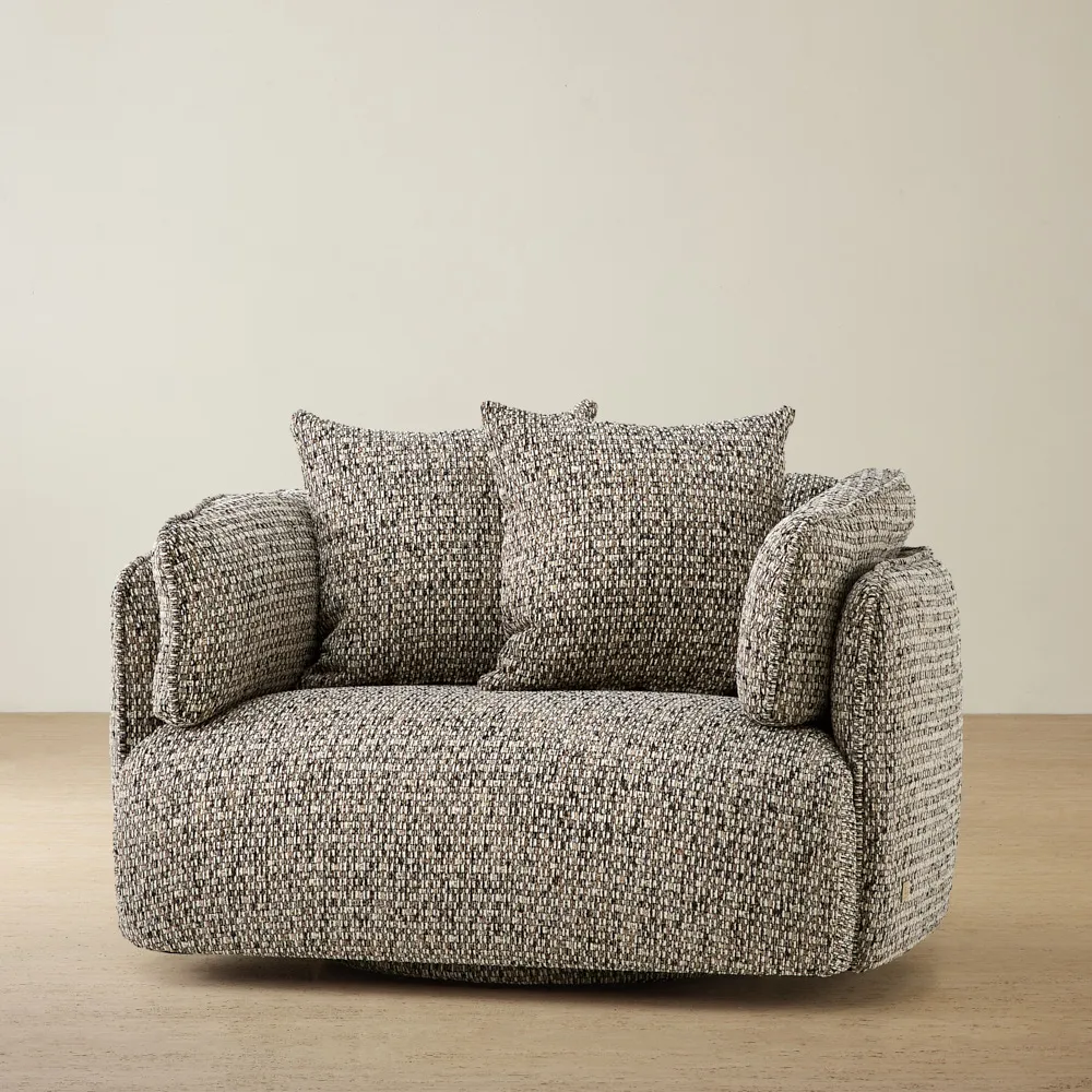Marcela Tiramisu Brown Woven Fabric Swivel Occasional Chair