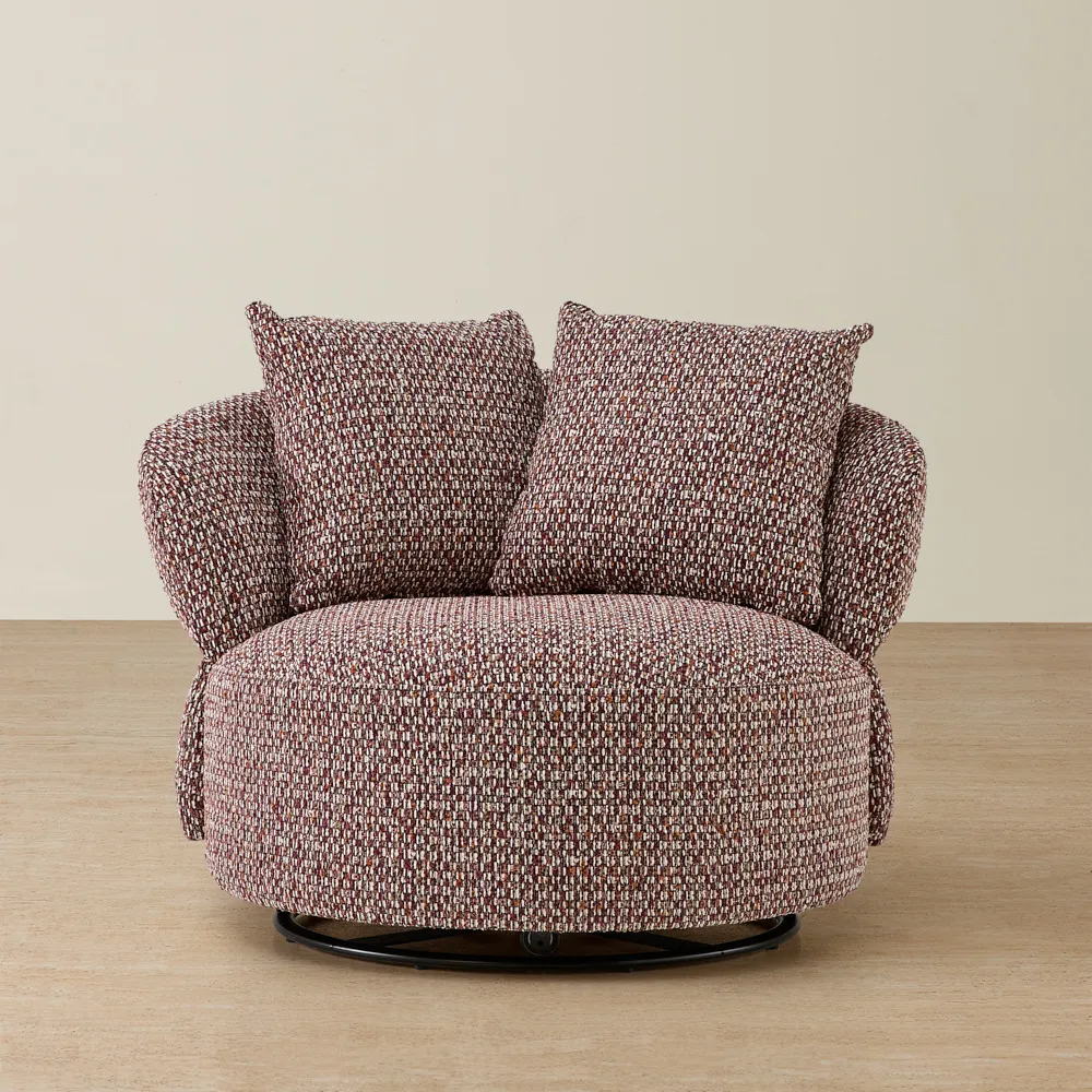Borcea Sangria Red Woven Fabric Swivel Occasional Chair