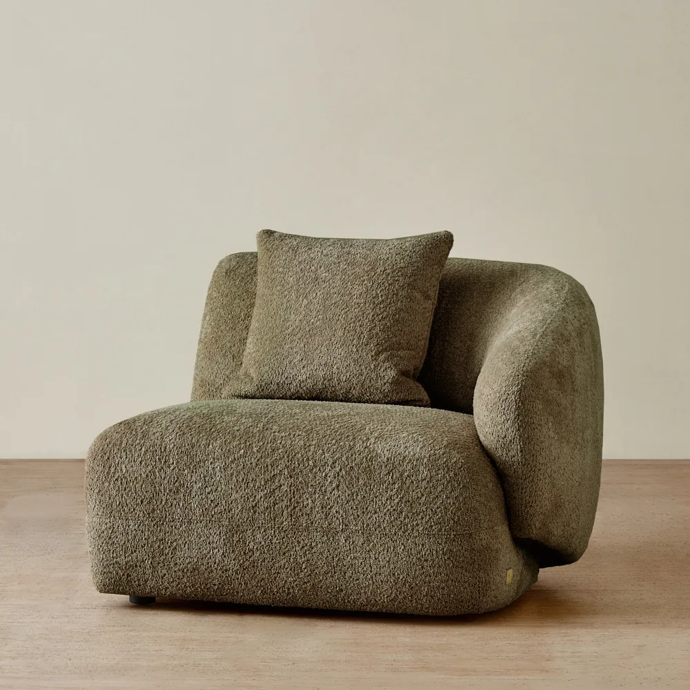 Willow II Winter Moss Woven Fabric Modular Right Arm Seat
