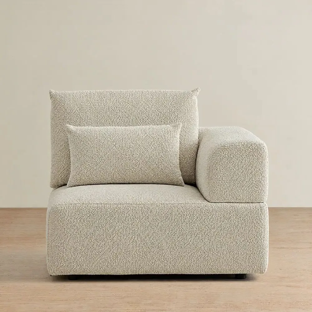 Riviera III Pearl Beige Fabric Sofa - Right Seat