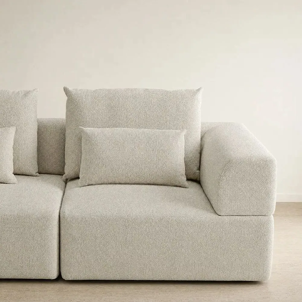 Riviera III Pearl Beige Fabric Sofa - Right Seat