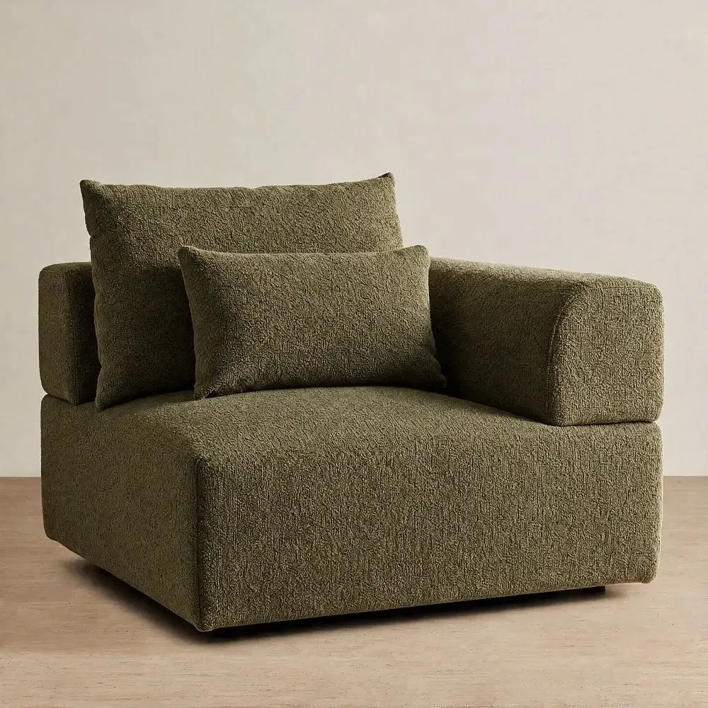 Riviera III Winter Moss Woven Fabric Sofa - Right Seat