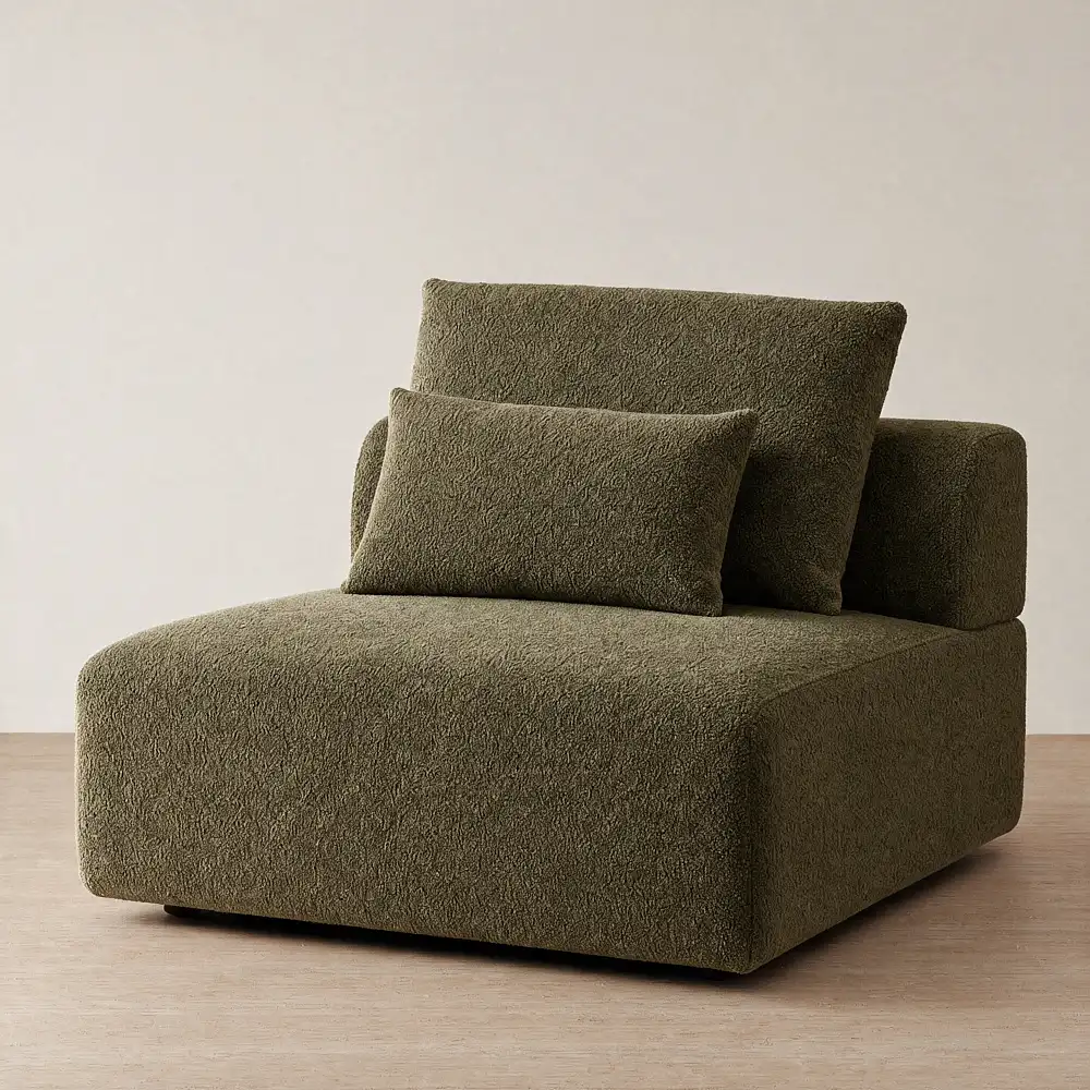 Riviera III Winter Moss Woven Fabric Sofa - Armless