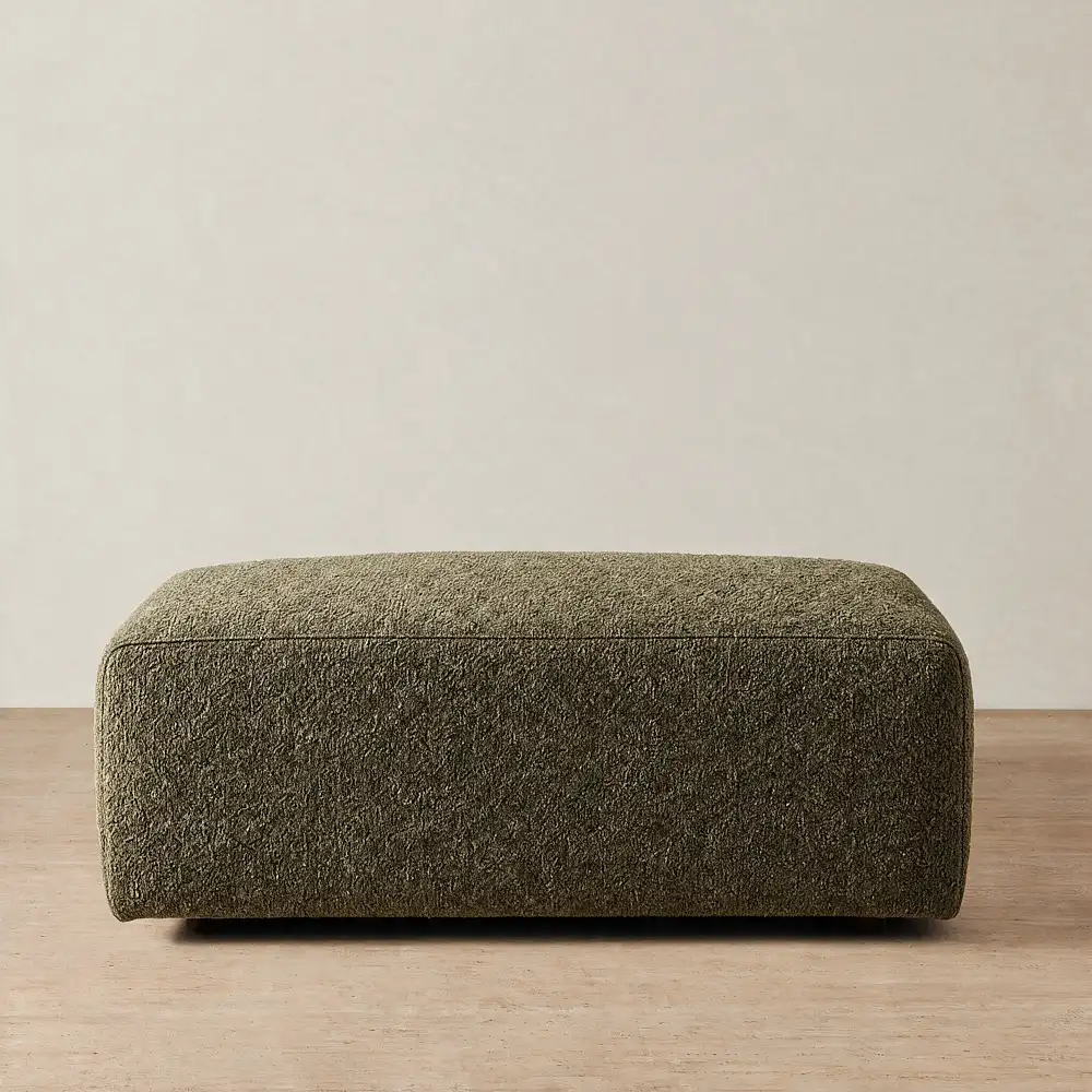 Riviera III Winter Moss Woven Fabric Sofa - Rectangular Ottoman