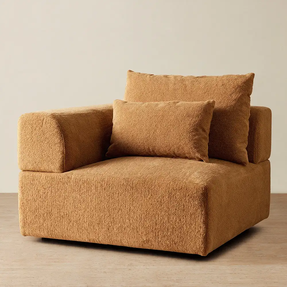 Riviera III Vintage Mustard Woven Fabric Sofa - Left Seat