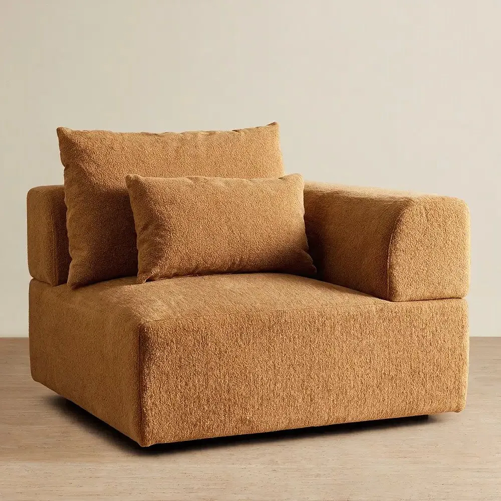 Riviera III Vintage Mustard Woven Fabric Sofa - Right Seat