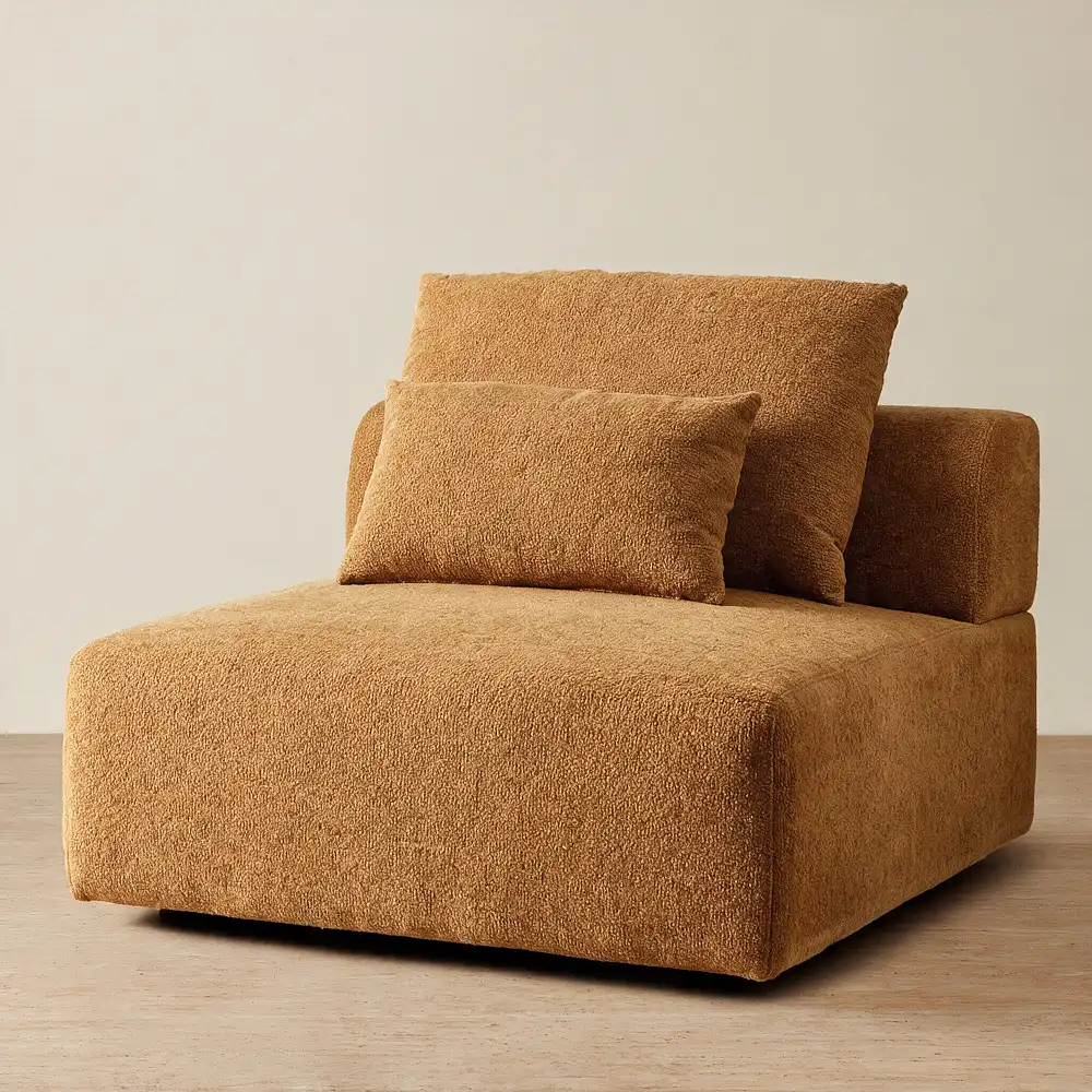 Riviera III Vintage Mustard Woven Fabric Sofa - Armless