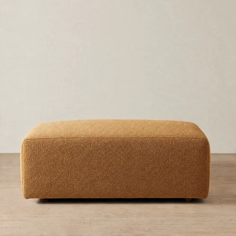 Riviera III Vintage Mustard Woven Fabric Sofa - Rectangular Ottoman