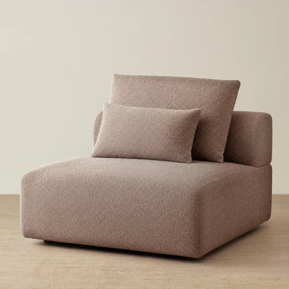Riviera III Warm Taupe Woven Fabric Sofa - Armless