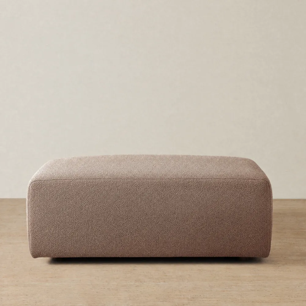 Riviera III Warm Taupe Woven Fabric Sofa - Rectangular Ottoman