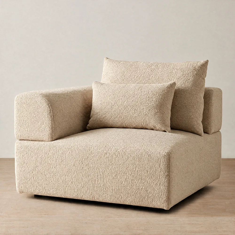Riviera III Antelope Woven Fabric Sofa - Left Seat