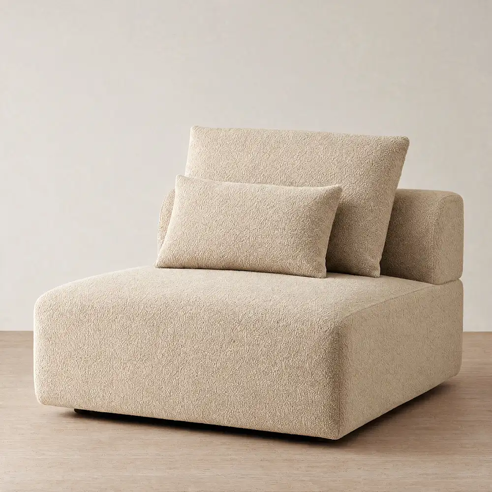 Riviera III Antelope Woven Fabric Sofa - Armless