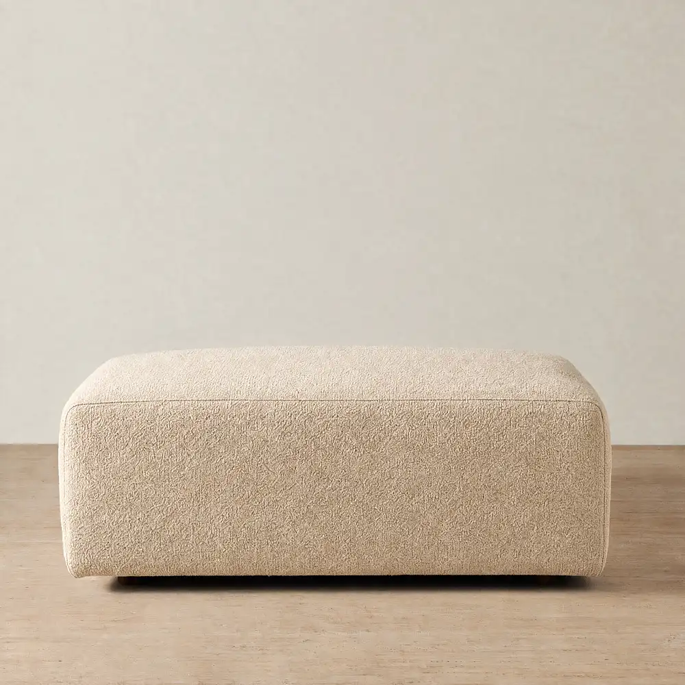 Riviera III Antelope Woven Fabric Sofa - Rectangular Ottoman