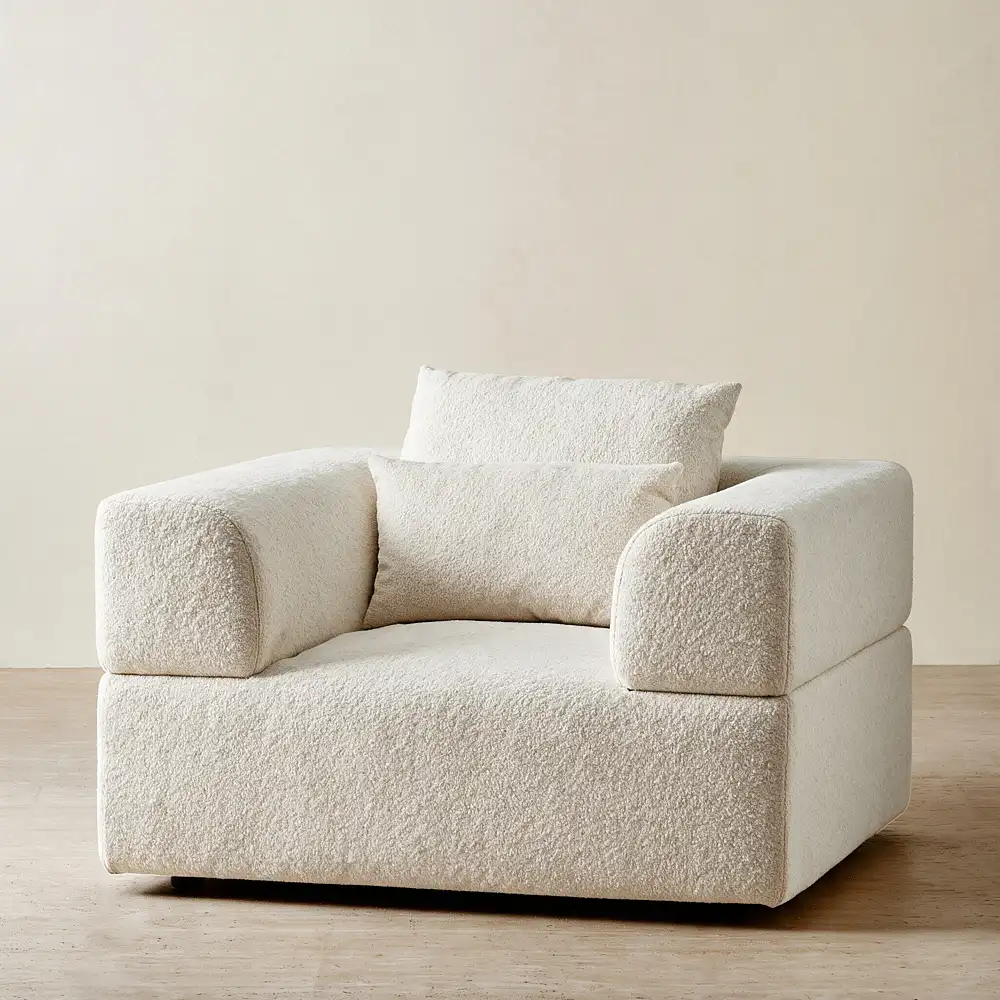 Riviera III Stone Cream Woven Fabric Occasional Chair