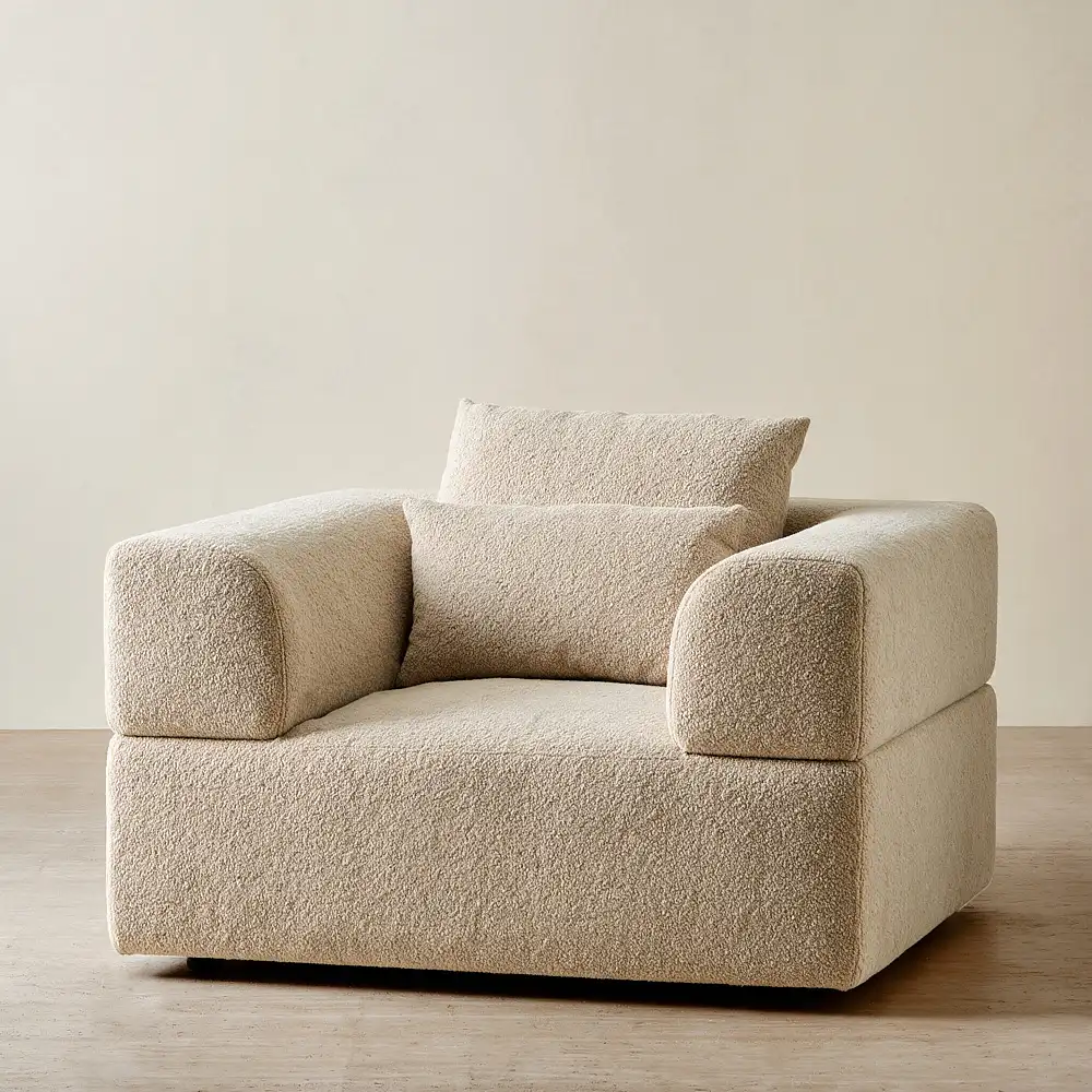 Riviera III Mid Beige Woven Fabric Occasional Chair