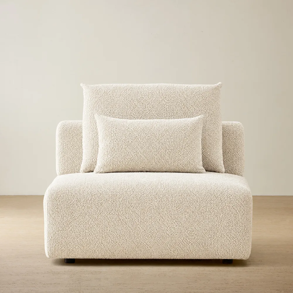 Riviera III Stone White Fabric Sofa - Armless