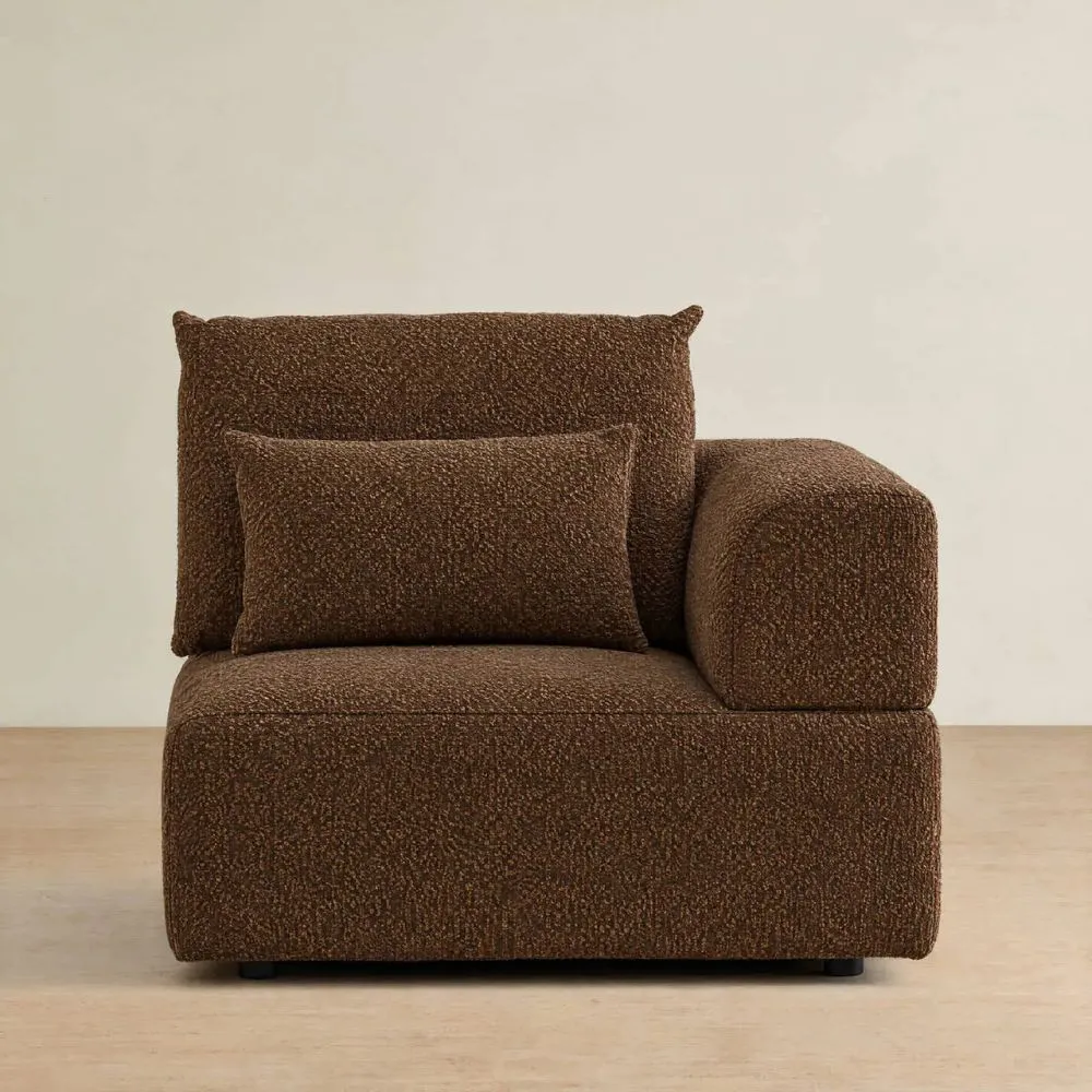 Riviera III Bistre Brown Boucle Sofa - Right Seat