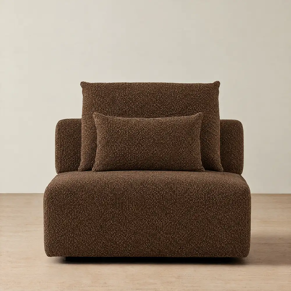 Riviera III Bistre Brown Boucle Sofa - Armless