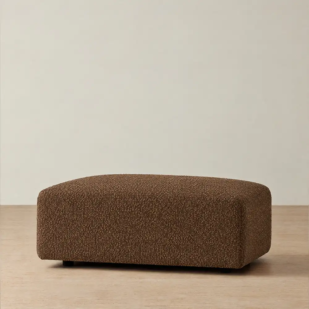 Riviera III Bistre Brown Boucle Sofa - Rectangular Ottoman
