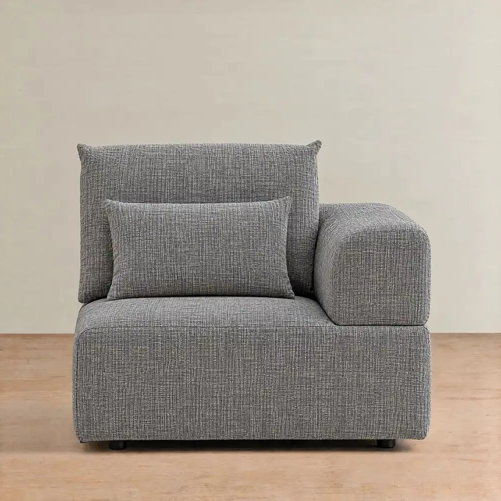 Riviera III Shadow Grey Chenille Fabric Sofa - Right Seat