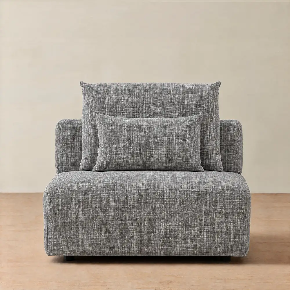 Riviera III Shadow Grey Chenille Fabric Sofa - Armless