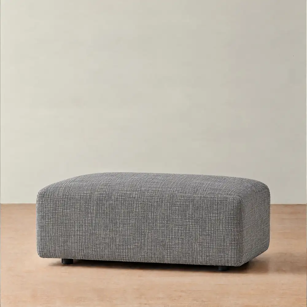 Riviera III Shadow Grey Chenille Fabric Sofa - Rectangular Ottoman