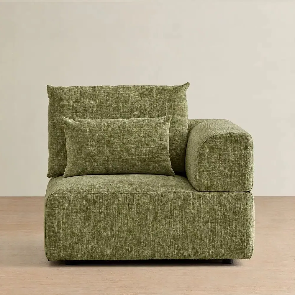 Riviera III Dusty Green Chenille Fabric Sofa - Right Seat