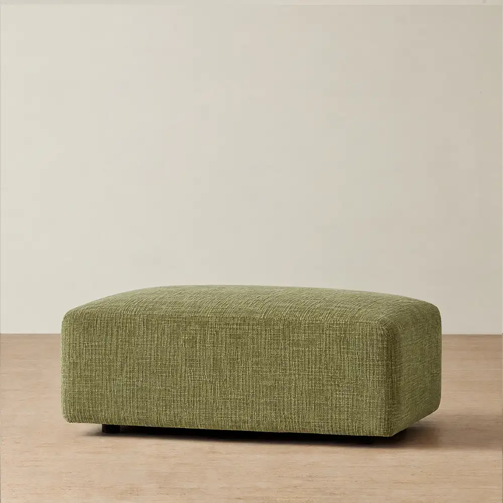 Riviera III Dusty Green Chenille Fabric Sofa - Rectangular Ottoman