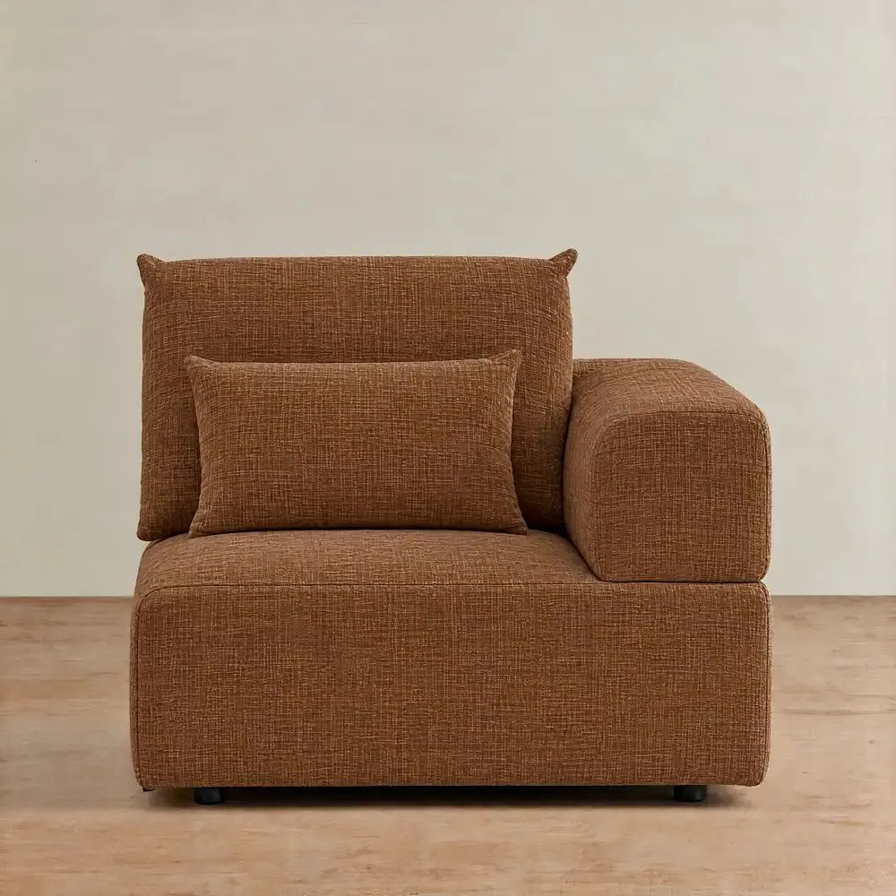 Riviera III Chestnut Brown Chenille Fabric Sofa - Right Seat